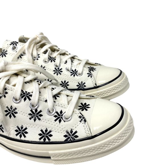 Converse Chuck 70 OX Egret Black White Low Top Shoes Men's Size Floral 169591C - Picture 2 of 10